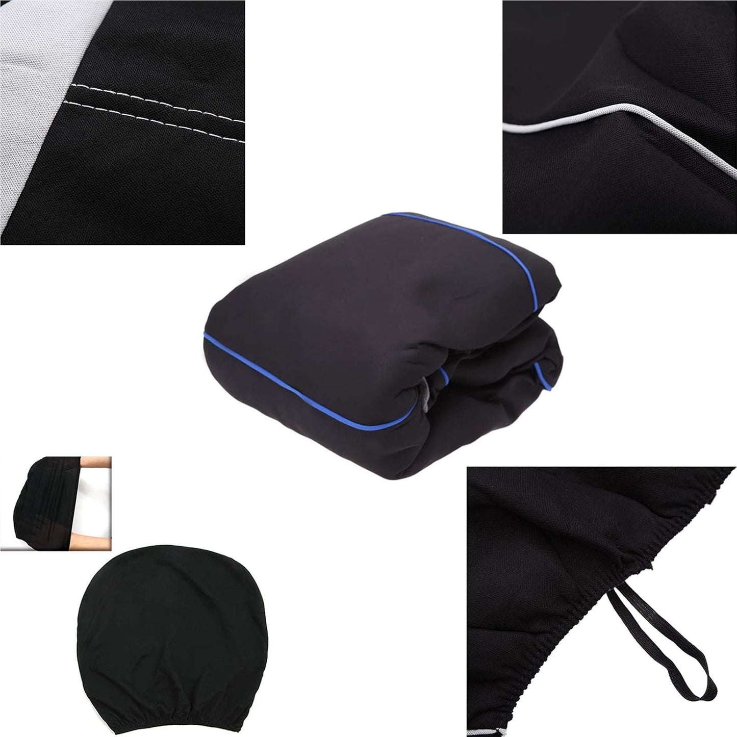 Housses de siège 9 pièces – Ensemble complet universel 5 places, protection coussins pour voitures (noir, gris, bleu, rouge)
